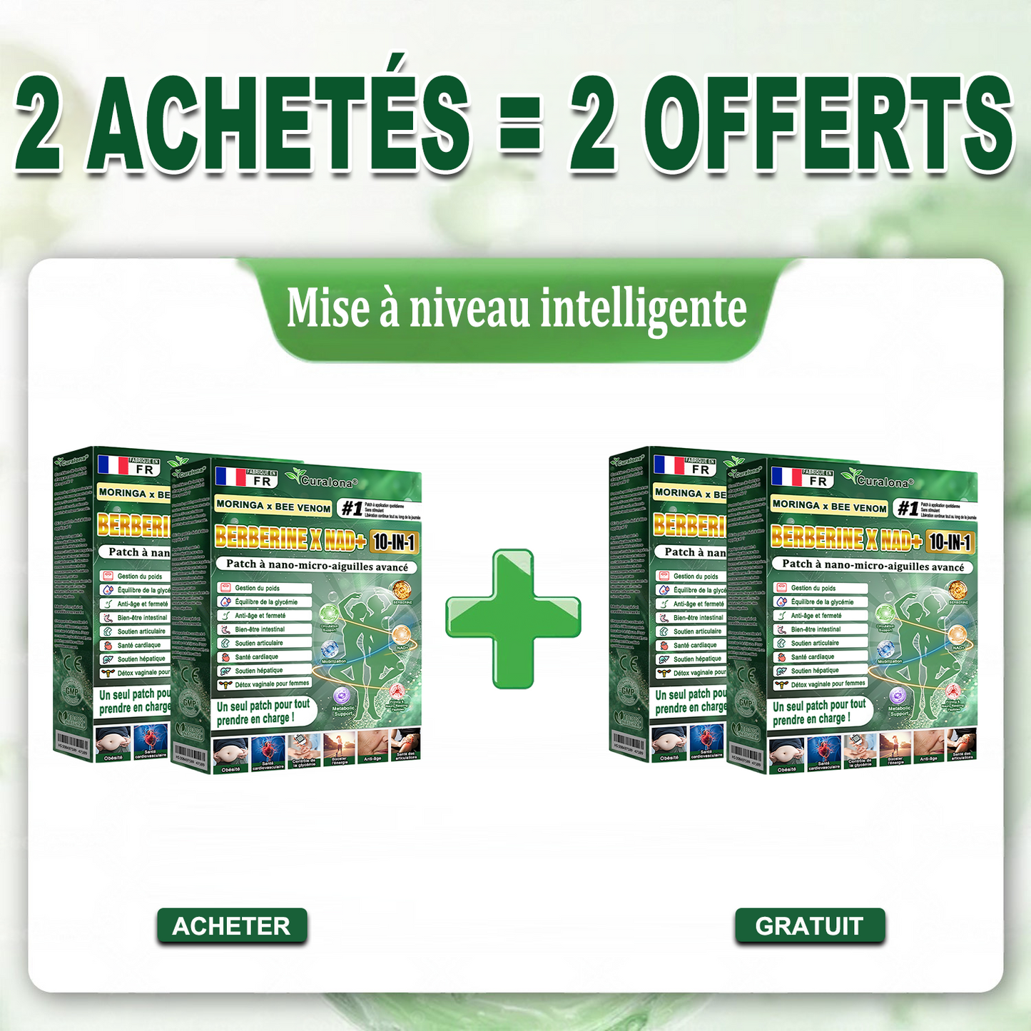 Boutique Officielle France | 🧑⚕️ 🩺 curalona® Patchs Avancés Nano-Micron 10-en-1 : Moringa & Berbérine × NAD+ — Utilisation Quotidienne, Résultats Visibles en 2 Jours
