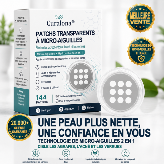 ✨Curalona® Patch micro-aiguilles et hydrocolloïde 2 en 1🍀 | Élimine les grains de beauté en relief, l'acné, les verrues planes et les acrochordons | Atténue les rides, les cicatrices et les imperfections | Patchs invisibles pour le visage et le corps