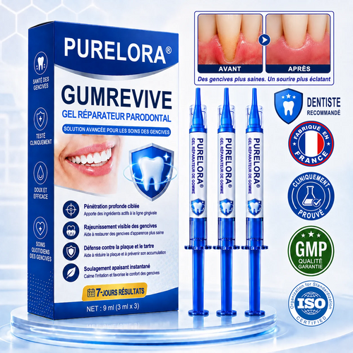 🇫🇷🦷 PURELORA® GumRevive Gel réparateur parodontal (Pour les saignements de gencives, la récession gingivale et les dents mobiles)