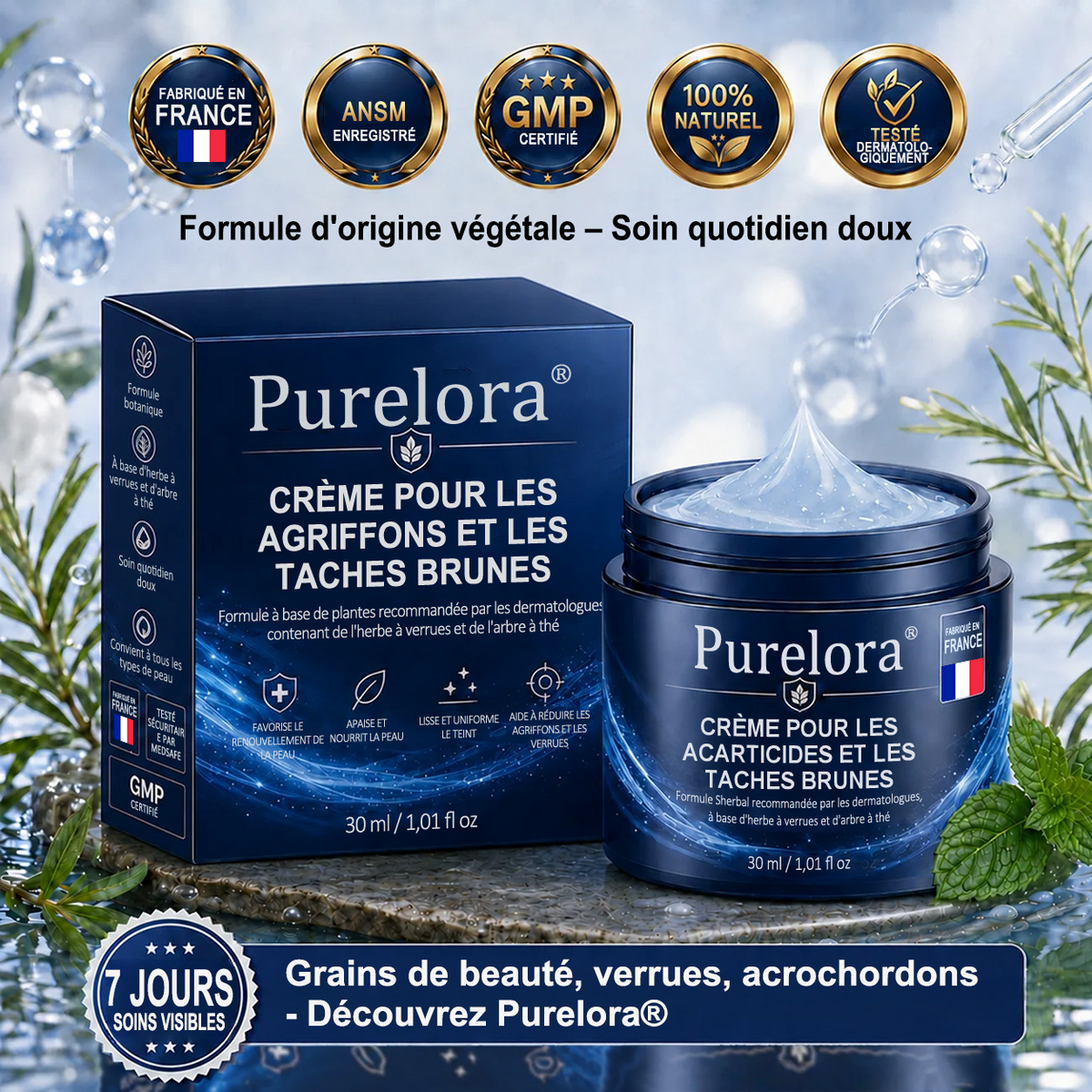 👩‍⚕️✅Purelora® 7 jours, nettoyant visage et parfum pour le visage (sans parfum – sans sels) 👍