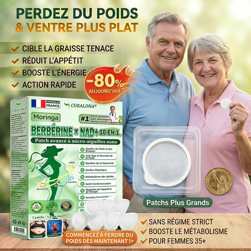 Boutique Officielle Curalona® | Patch Minceur Micro-aiguilles 10-en-1 au Moringa, Berbérine & NAD+ — Pour une Silhouette Plus Ferme et Affinée