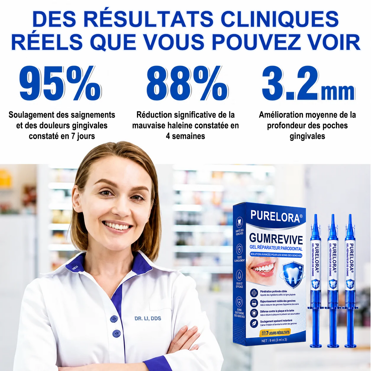 🇫🇷🦷 PURELORA® GumRevive Gel réparateur parodontal (Pour les saignements de gencives, la récession gingivale et les dents mobiles)
