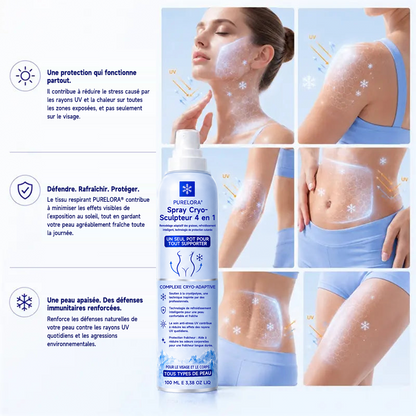 PURELORA® Cryo Sculpt Mist 4-en-1 : technologie adaptative de remodelage par le froid, refroidissement intelligent, protection cutanée et fraîcheur.