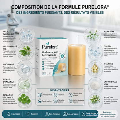 Roll soin hydratant 6 en 1 Purelora® | ✅💎 – Soin anti-acné, contrôle du sébum, atténuation des marques post-imperfections, soin des cicatrices, protection contre les imperfections et soin des pores