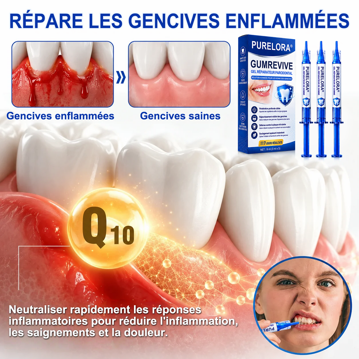 🇫🇷🦷 PURELORA® GumRevive Gel réparateur parodontal (Pour les saignements de gencives, la récession gingivale et les dents mobiles)