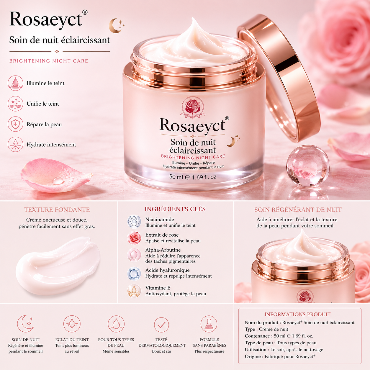Rosaeyct® Soin de nuit éclaircissant