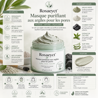 Rosaeyct® Masque purifiant aux argiles pour les pores