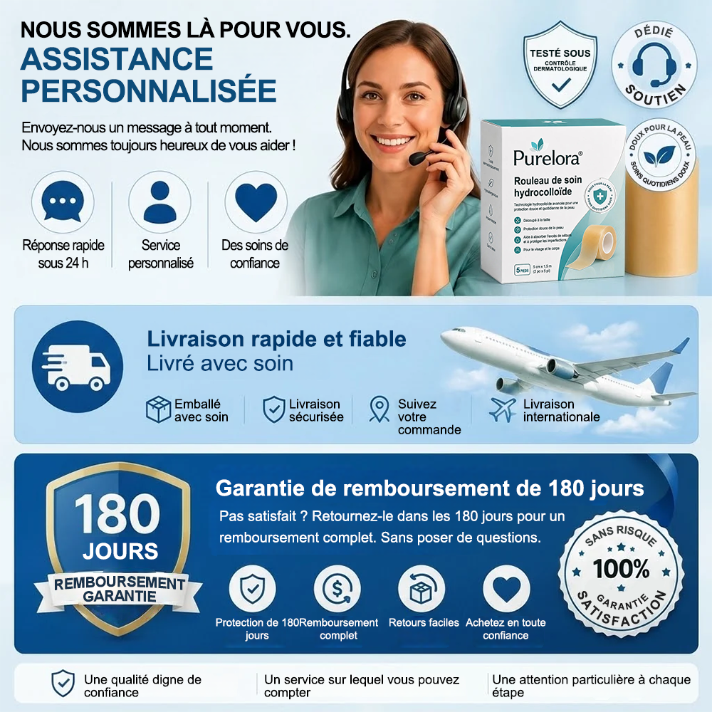 Roll soin hydratant 6 en 1 Purelora® | ✅💎 – Soin anti-acné, contrôle du sébum, atténuation des marques post-imperfections, soin des cicatrices, protection contre les imperfections et soin des pores