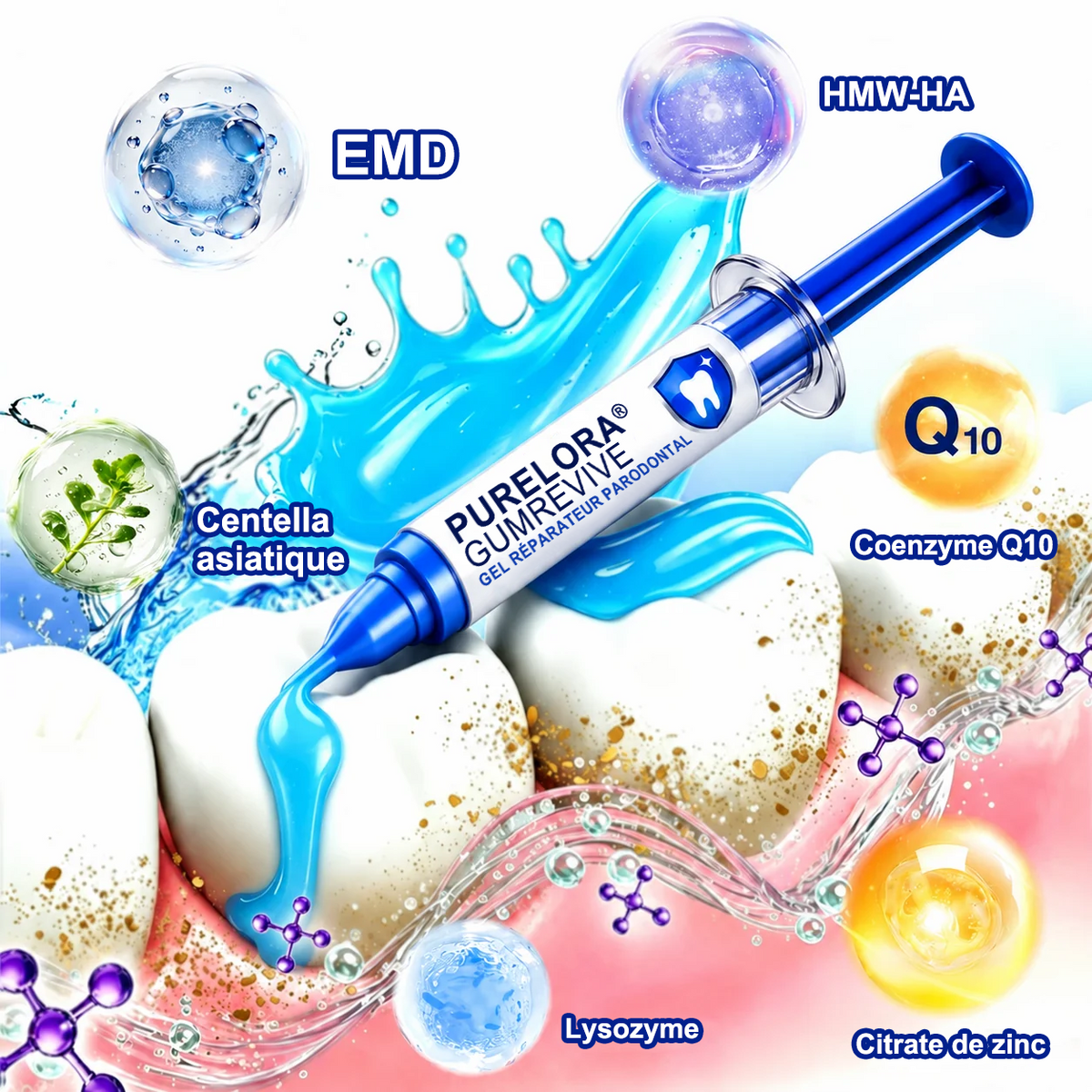 🇫🇷🦷 PURELORA® GumRevive Gel réparateur parodontal (Pour les saignements de gencives, la récession gingivale et les dents mobiles)