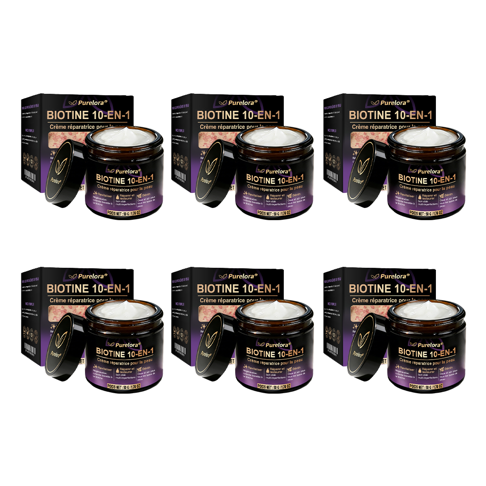 Fabriquée et expédiée depuis la France 🍁 Purelora® Crème réparatrice pour la peau à la biotine 10-en-1 — Dernier jour de promotion : -75 %