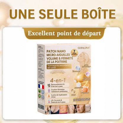 CURALONA®🏆 Patchs de nano-microneedling pour le volume, le galbe et la fermeté du buste – Formule Volufiline + Exosomes + Peptide de cuivre, boostée par la technologie de renouvellement cellulaire.