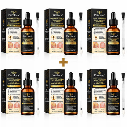 Sérum réparateur pour ongles et pieds Purelora® à base de peptides de venin d'abeille, pour le soin des mycoses des ongles, des ongles jaunes, des ongles épais et le soutien à la récupération du pied d'athlète.