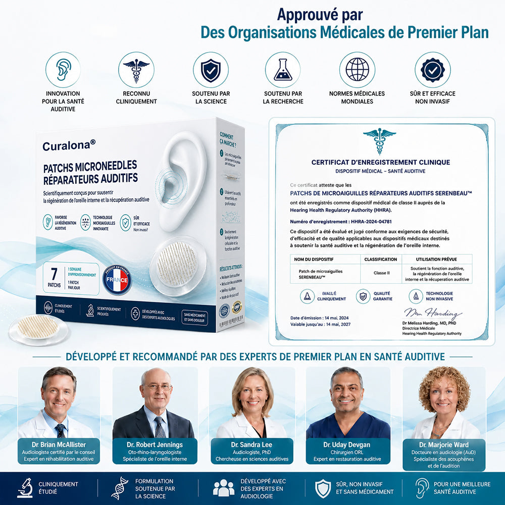 Patchs à micro-aiguilles CURALONA® pour le soutien de l'audition