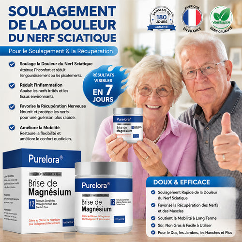 Crème au chlorure de magnésium PURELORA® | Soulagez la sciatique en seulement 15 minutes !