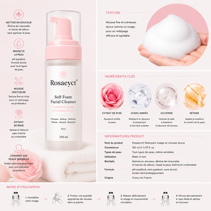 Rosaeyct® Nettoyant visage en mousse douce