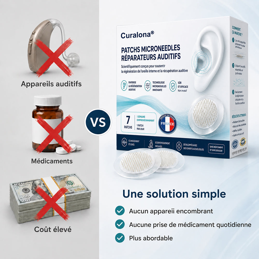 Patchs à micro-aiguilles CURALONA® pour le soutien de l'audition